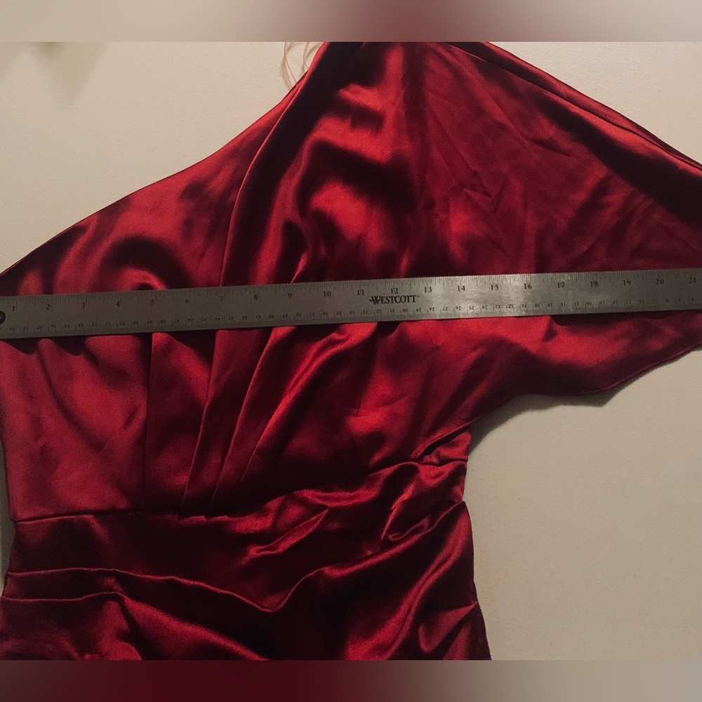NWOT DO+BE Women One-Shoulder Wine Red Dress Satin Fabric 100% Polyester.Small - Picture 14 of 16